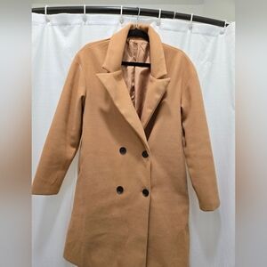 Women's Tan Double-Breasted Coat